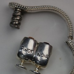 Pinot Noir Wine Glasses with Gemstones Charm Sterling Silver