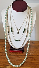 Vintage Gold Fill Real Nephrite Jadeite Cultured Pearl 4 Necklace Lot video USA