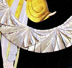 VTG RUNWAY UNSGND LES BERNARD EGYPTIAN SILVER TEXTURED COLLAR NECKLACE EXC