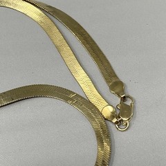 Herringbone Chain Necklace Flat Flexible Links Shiny Classic Lobster Collar 18″