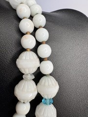 Miriam Haskell Vintage Signed Milk Glass Bead Necklace Any Multi Color Crystals
