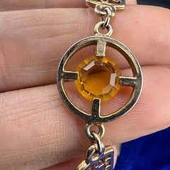 Vintage Necklace Open Bezel Gold Tone Rhinestone Filagree Flapper Opera 30”
