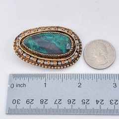 Vintage Sterling Silver 925 Gold Vermeil Eilat Stone Brooch Pendant