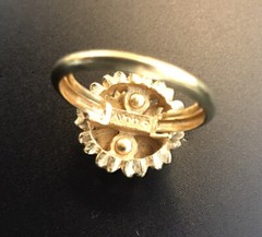 Vtg 1974 Avon Sunflower Gold Tone Topaz Crystal Ring Adjustable Size 7.5. #680