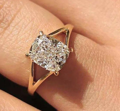 3.00CT Cushion Cut White Moissanite Women’s Solitaire Ring In 10K Yellow Gold FN