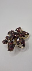 Vintage Signed Judy Lee Purple Marquise Rhinestone Flower Brooch Gold Tone Pin