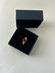 Vintage Red Cubic Zirconia Ring Gold Plated Womens Size 8.5
