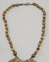 Tribal Wood Handcarved BOHO Statement Big Collar 19″ Beaded Necklace