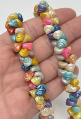 Vintage Dyed Rainbow Trochus Sea Shell Cluster Necklace Retro Souvenir Resort