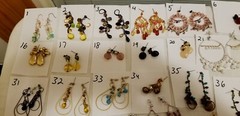 Vtg Czech Bead All Glass Crystal Dangle Earrings Chandelier Uranium + Lot #1