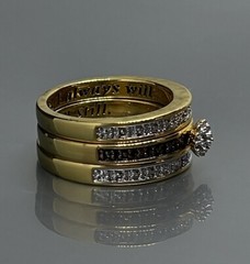 Womens Size 7 Ring Yellow Gold Plated Brown White Diamonds Engagement