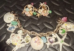 Vintage Sea Life Charm Bracelet & Earring SET Fish Shells Signed Germany 🔥🔥