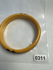 Vintage 1930s Butterscotch Bakelite Hand Painted Floral Bangle Bracelet Tested