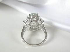Vintage Sterling Silver 925 Natural Heated Green Amethyst Statement Ring Size 9