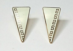 Vintage NEW SAMUEL HUANG Earrings Gold Filled Post Yellow Enamel Triangle ESTATE