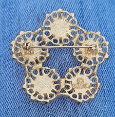 Vintage Sarah Coventry Gold tone Red 5 Stones Brooch Pin Jewelry