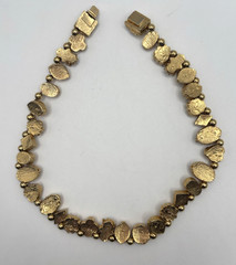 RARE Vintage Unsigned Goldette Victorian Revival Sliding Charm Necklace 16″