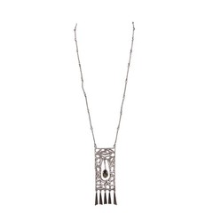Vintage Israel Sterling Silver Pendant Necklace With Smoky Quartz Detail