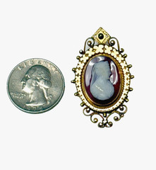 Vintage 10k Yellow Gold Carved Shell Cameo Lady Pin Brooch