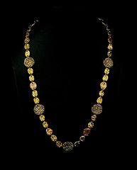 VINTAGE 24” ANNE DICK NECKLACE ~ BRUTALIST MODERN TRICOLOR DISC ~ STUNNING