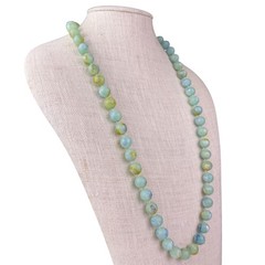 Vintage Knotted Green & Blue Gemstone Beads Necklace Jewelry