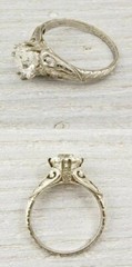 Art Deco Style Round Lab Created Diamond Wedding 14K White Gold FN Filigree Ring