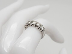 Vintage 1940s $6000 5 Stone 1.50ct VS H Natural Diamond 14k White Gold Band Ring
