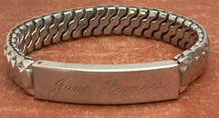 Vintage signed Spiedel expansion ID Bracelet Engraved “Jane Frances” silver tone