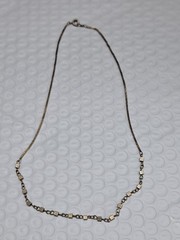 Brass Tone Metal Cubes Chain Choker 17 Inch Necklace Vintage