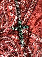 RRL Double RL Vintage Collection Sterling Silver Navajo Turquoise Cross Necklace
