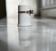 Vintage 1940s Engagement Ring 10K Natural Diamond Illusion Box Setting