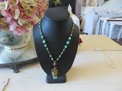 Stunning Antique Ornate 2 pc Pendant Necklace Earring Set one of a kind MUST SEE
