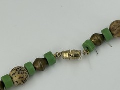 Earthy Necklace Natural Stone Acrylic Beads Brown Green Choker 22 Inch