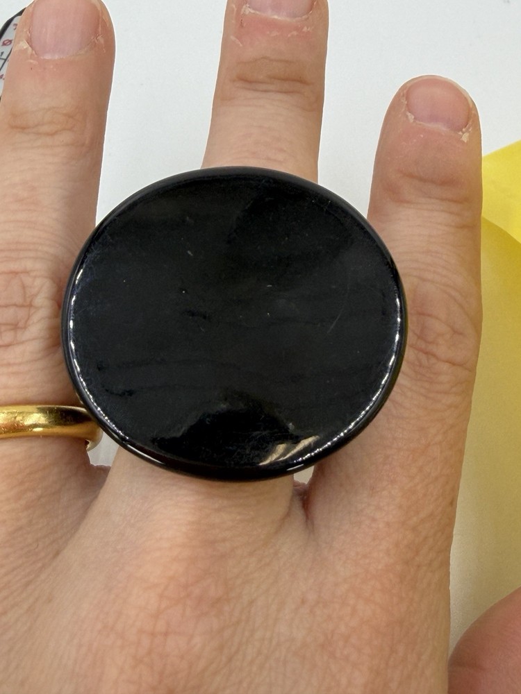 Vintage Ring Costume Statement Black Mod Avant Garde Size 7 Plastic Lucite
