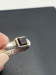 Sterling silver dark square stone vintage ring size 6.75