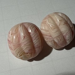 Vintage Pink Peach Marbled Lucite Acrylic Oval Stud Earrings