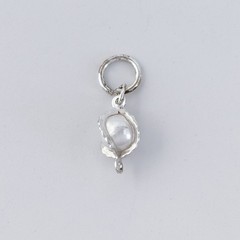 Vintage Silver Plated White Faux Pearl Charm Pendant