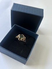 Vintage Green Cubic Zirconia Ring Gold Plated Womens Size 8