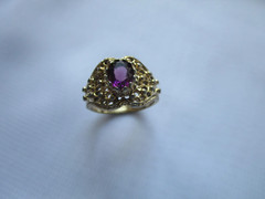 vintage 1970s-1980s ESPO ring, Esposito, purple rhinestone, size 7, GEP