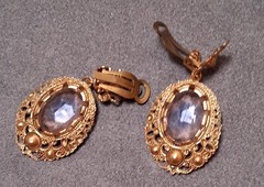 West Germany Purple Pink Givre Rhinestone Earrings