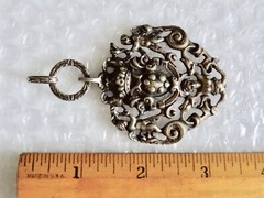 pENDANT PERUZZI MEDICI COAT ARMS MELUSINE MERMAID STERLING SILVER ITALY neocurio
