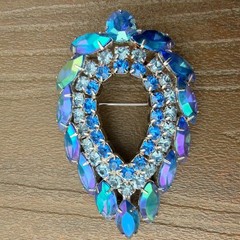 Vintage Blue Purple AB Juliana D&E Book Piece for Sarah Coventry Brooch