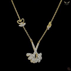 Lab Created Diamond 0.54ct Pendant Necklace Yellow Gold Plated Gift