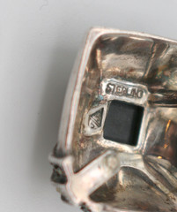 Vintage Judith Jack Sterling Silver 925 Square Stud Marcasite Clip On Earrings