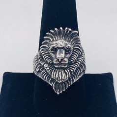 Vintage G&S 925 Sterling Silver Lion Head Statement Ring Size 10 Biker 1994 15g