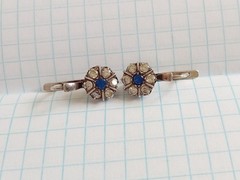 Vintage Earrings White blue stone stones Sterling Silver 925 test Women Jewelry