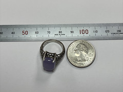 Purple Lavender Jade Stone Sterling Silver Filigree Ring Sz 6.25