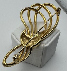 Goldtone Metal Abstract Tiered Swirl Statement Brooch Pin