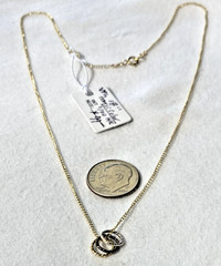 VTG 14K Gold Filled Tri Color Rings on Chain 1/20 14K GF, Necklace, 18″, NOS