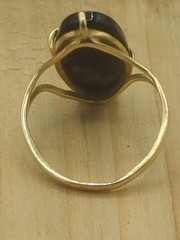 Vintage PSCO-P 14k gold and onyx ring, diamond chip inset size 6 Deco Style